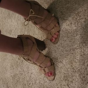 Gently used braided lace up heels